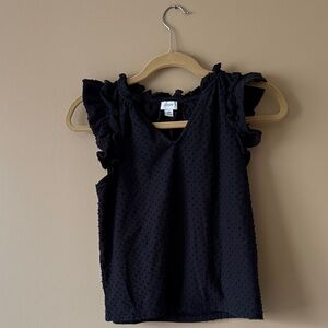 J. Crew Black Swiss Dot Ruffle Sleeve Camisole